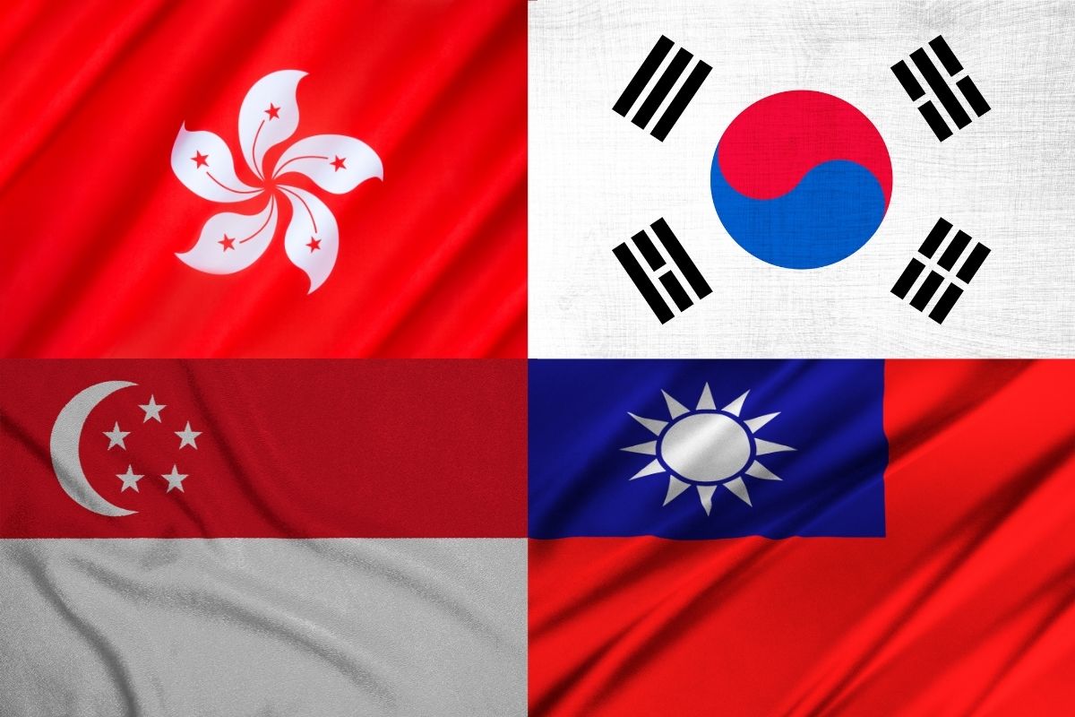 Vlajky krajín ázijských tigrov (zdroj obrázku: canva.com)
