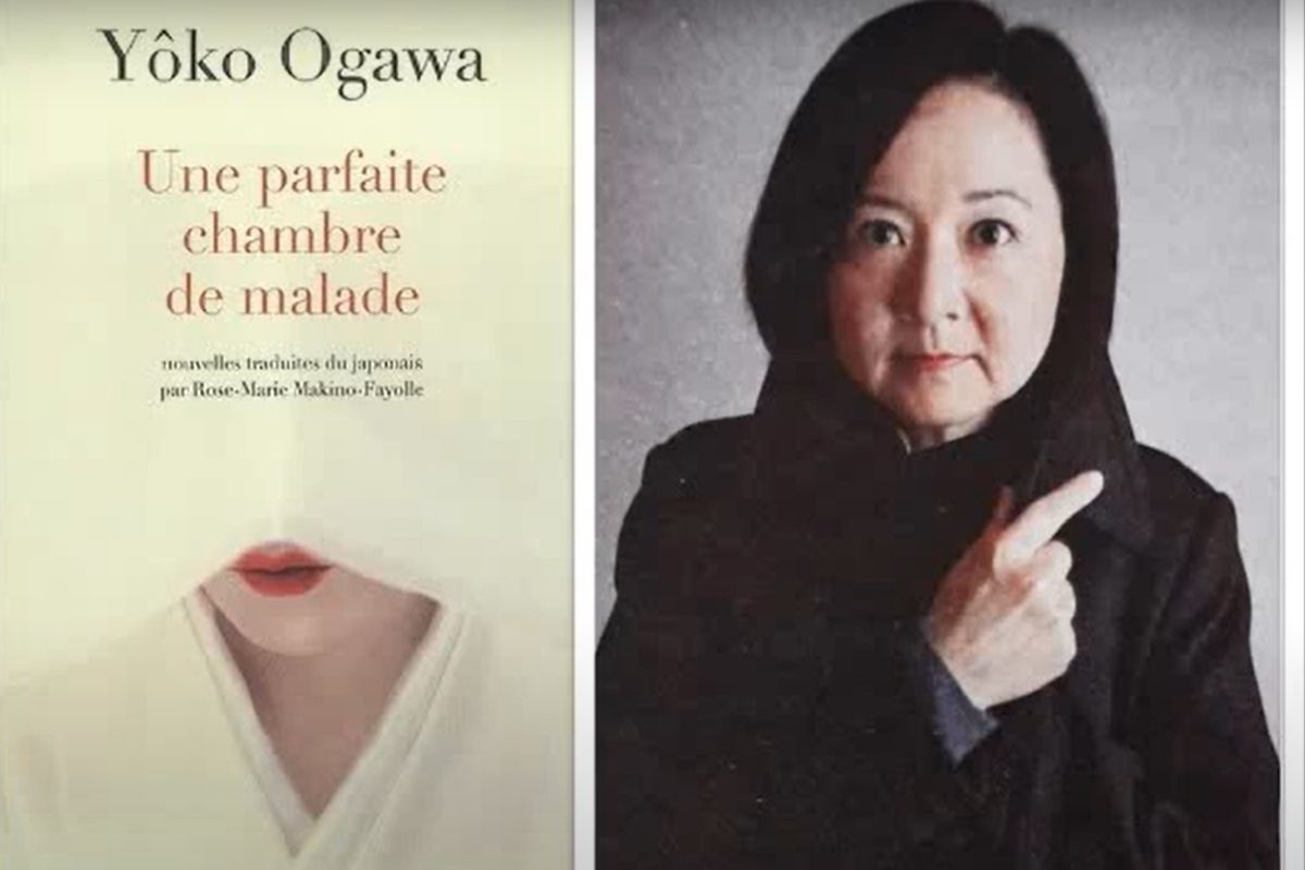 Autorka Yoko Ogawa s jednou z jej úspešných kníh (reprofoto youtube.com/ Les bibliothèques de Ghita)