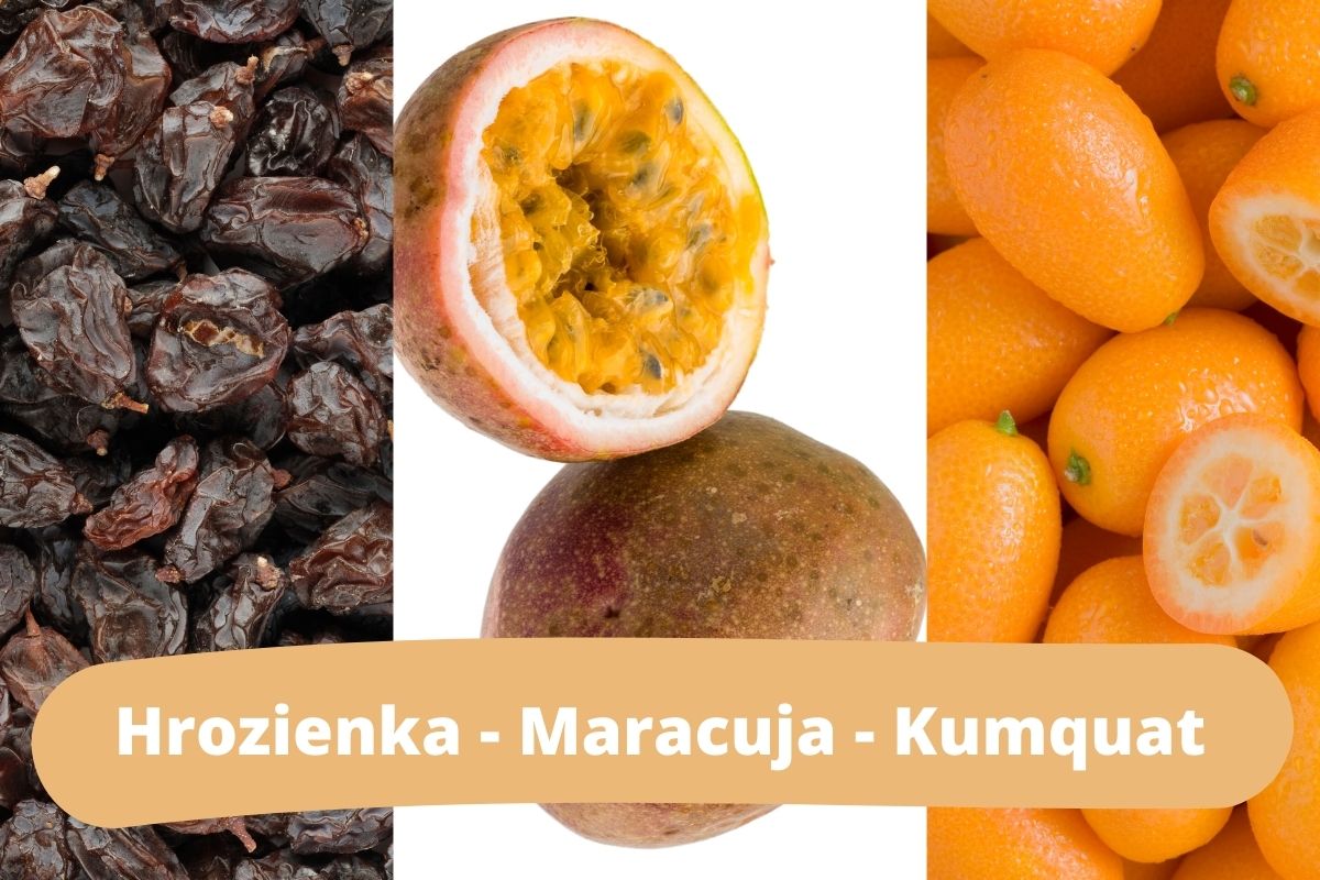 Takto vyzerajú: Hrozienka - Maracuja - Kumquat (zdroj obrázku: canva.com)