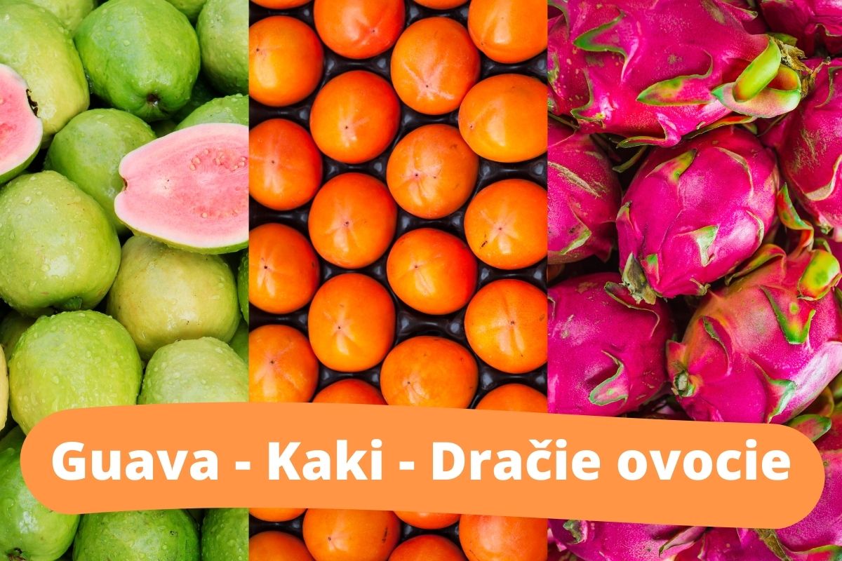 Takto vyzerá: Guava - Kaki - Dračie ovocie (zdroj obrázku: canva.com)