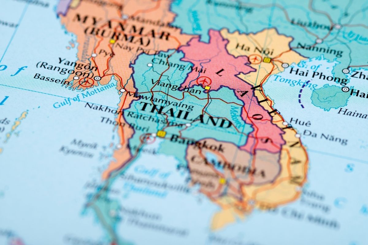 Mapa Thajska (zdroj obrázku: canva.com)