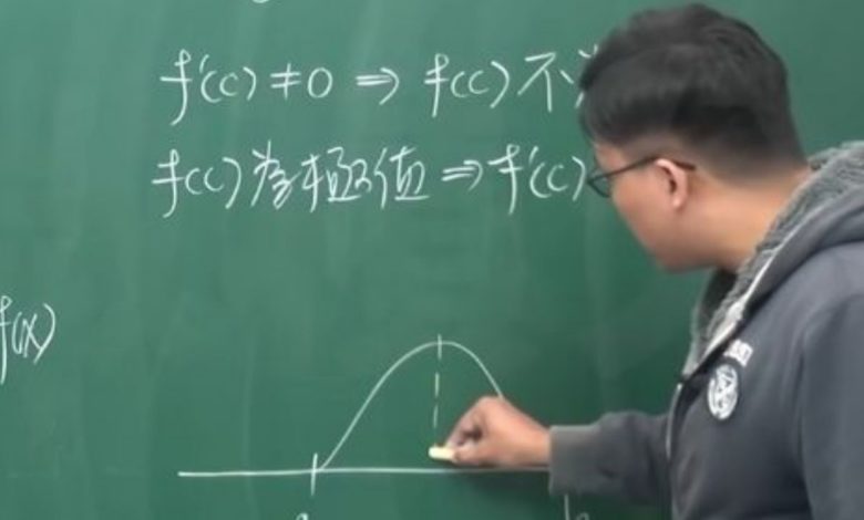 Učiteľ vyučujúci matematiku (reprofoto youtube.com/數學老師張旭)